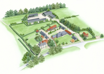 A  smaller group of luxury homes where the aerial view shows them off quite well.