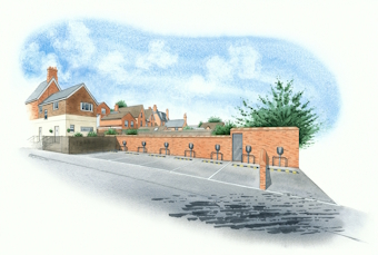 An interesting artist impression - a group of chargers for electric cars.