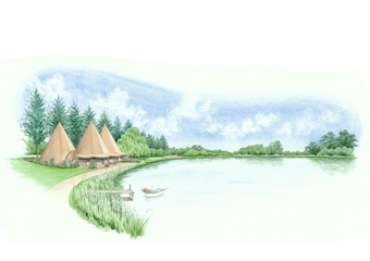 A group of small tipis for holiday-makers.